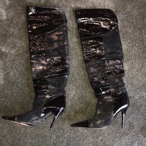 ALDO Black pointed toe OTK boots